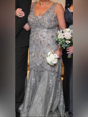 Jovani Champagne Mermaid Evening Dress